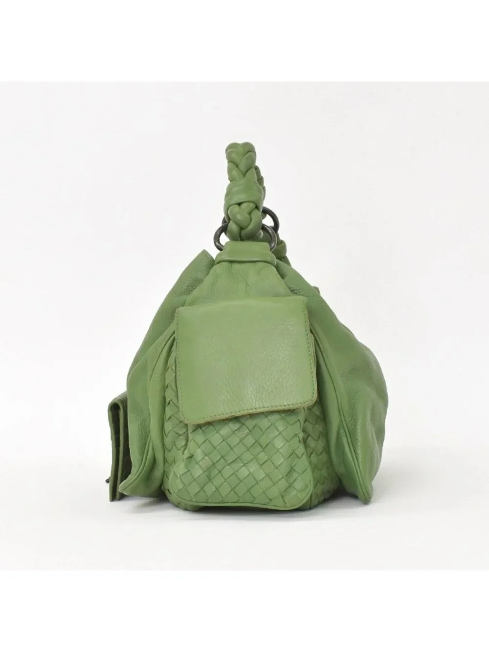 Bottega Veneta Intrecciato Handbag Khaki Calfskin
